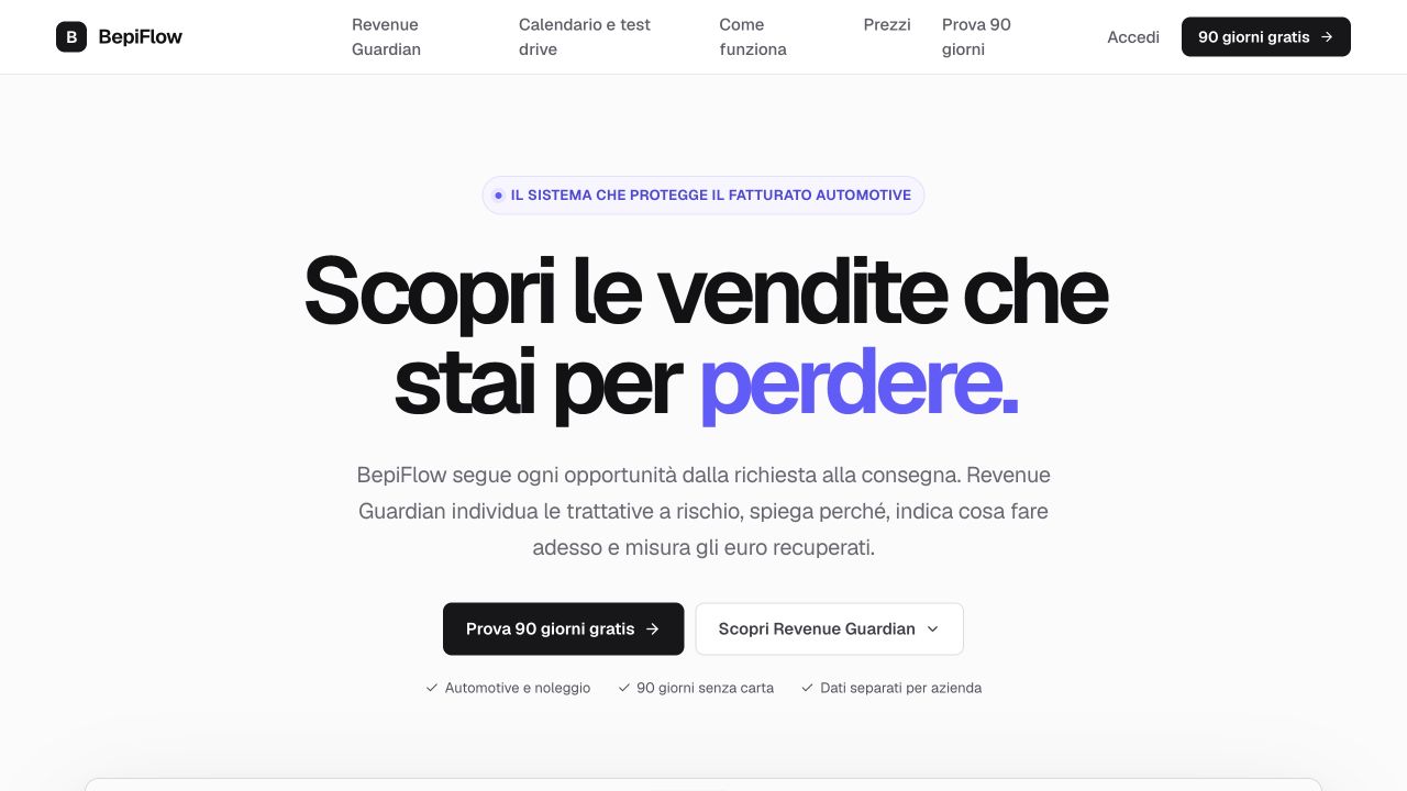 Homepage pubblica di BepiFlow